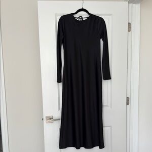 River island: Satin Black Long Sleeve Dress